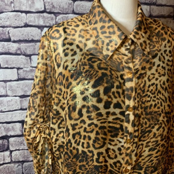 Resume' Animal Print Sheer Blouse W/ Blk Tank - Picture 2 of 8